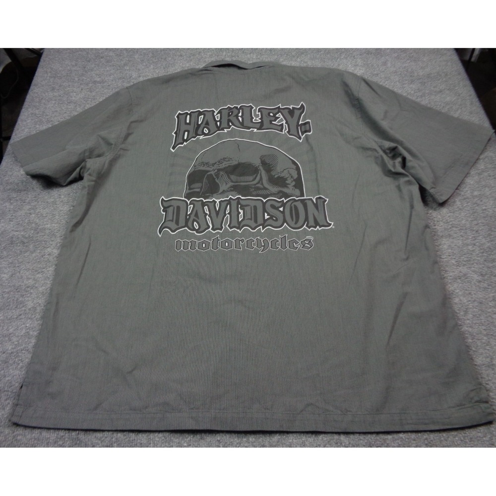 Harley Davidson Workwear Shirt Men 2XL Skull Mechanic Biker Short Sleeve